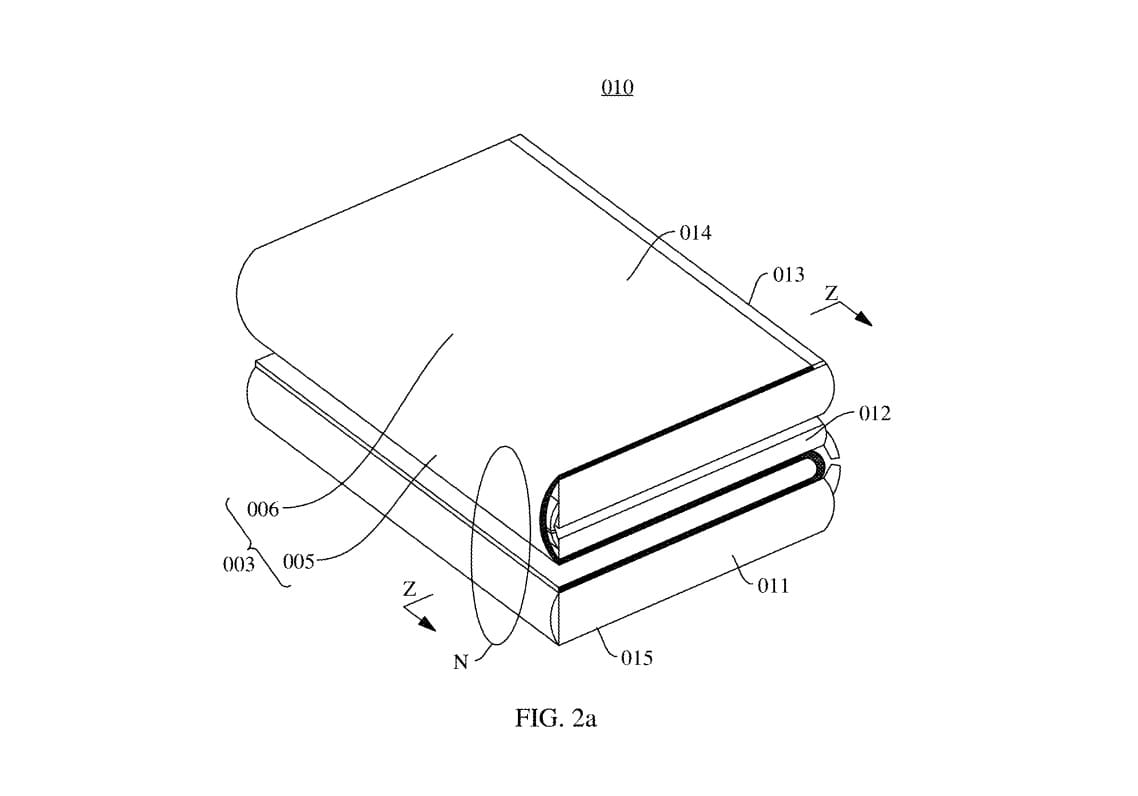 Desain paten ponsel lipat vertikal Huawei dengan dua engsel berlawanan