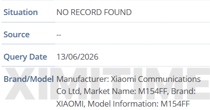 Detail nomor model Xiaomi 18 di database