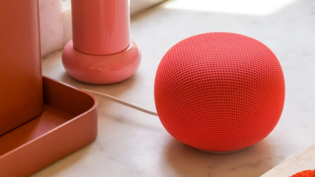 Google Home Speaker dengan desain anyaman tekstil yang ramping