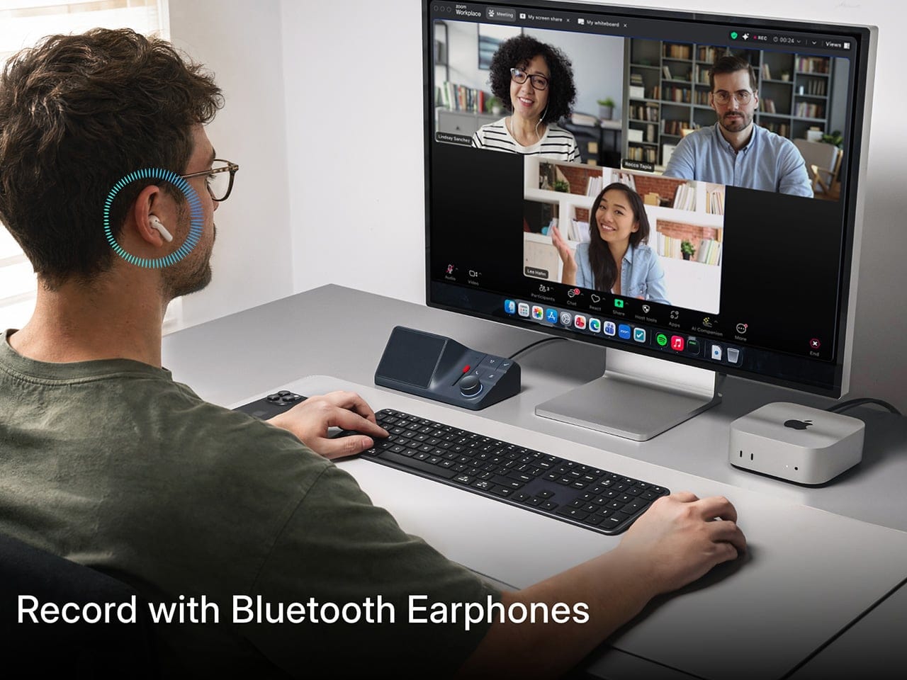 HiDock H1 Lite terhubung dengan perangkat workstation