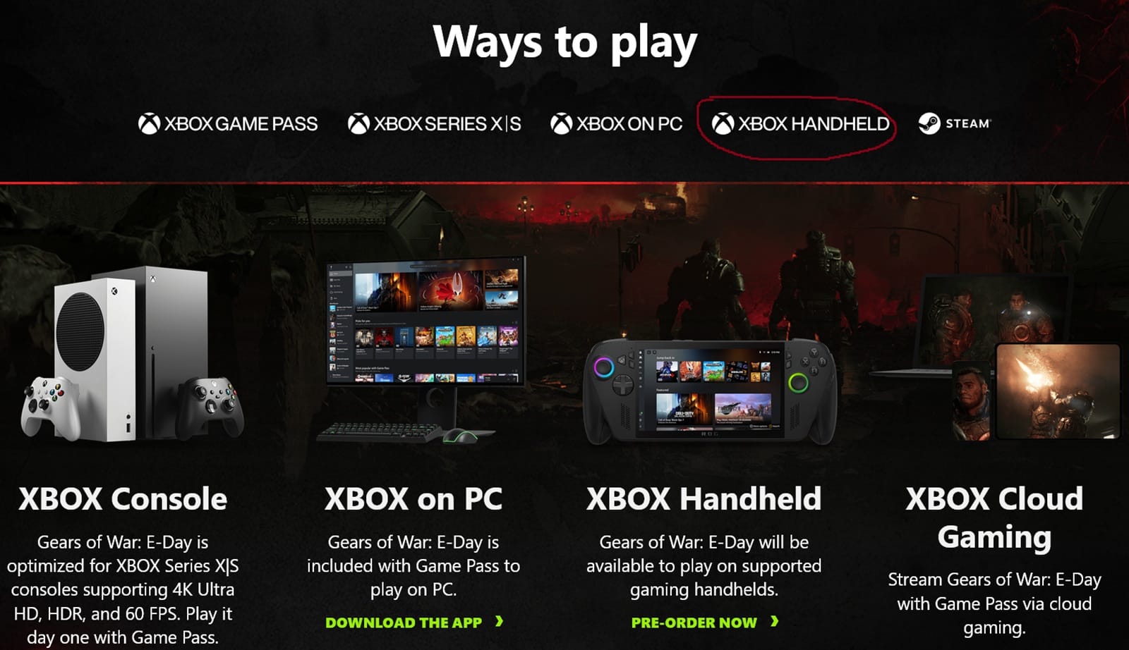 Logo Xbox Handheld terlihat di situs Gears of War: E-Day