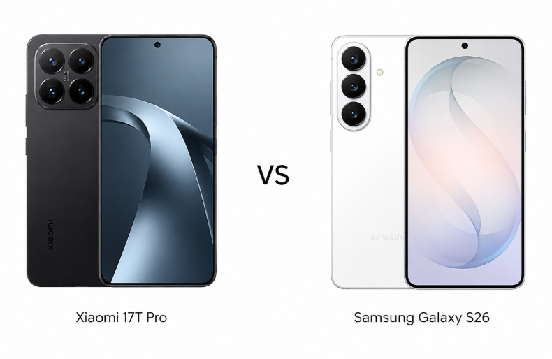 Perbandingan desain dan layar Xiaomi 17T Pro dan Samsung Galaxy S26