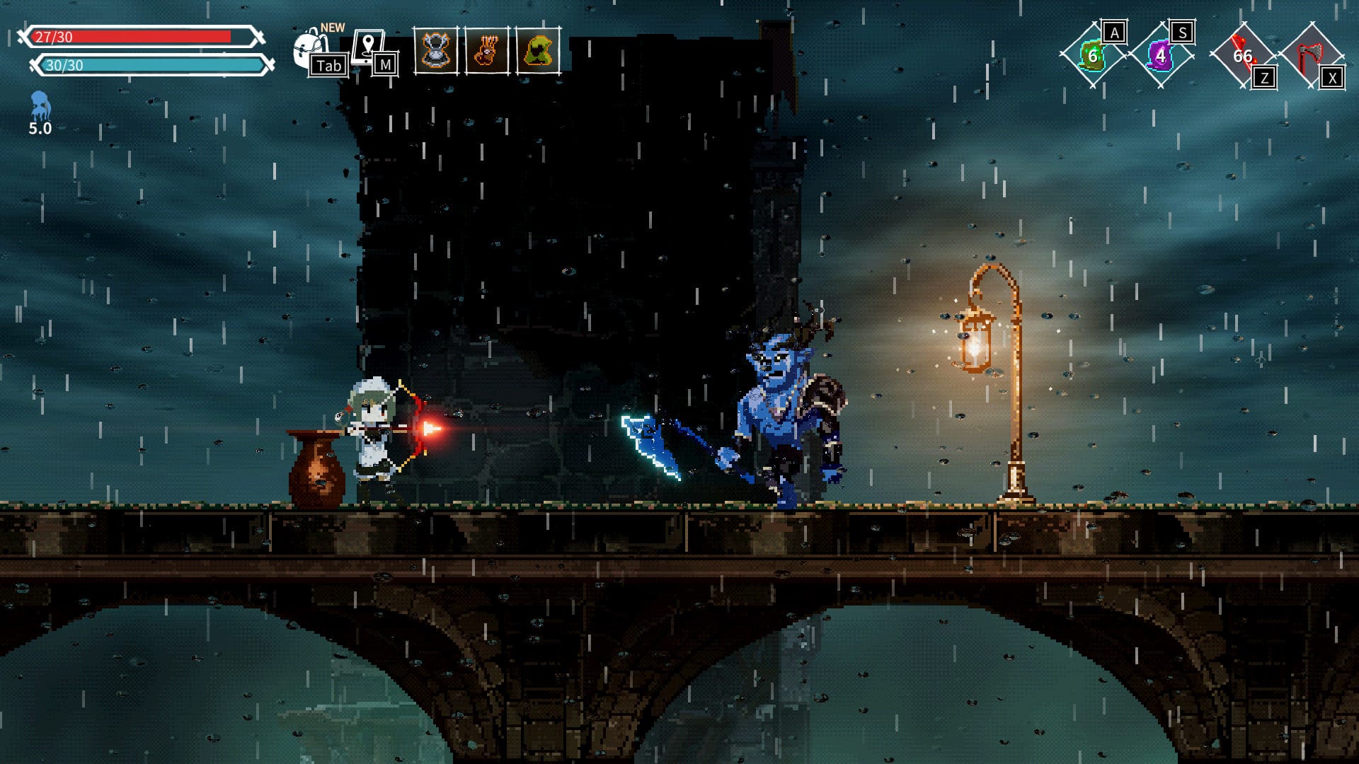 Pertarungan di Lost Ruins dengan efek visual