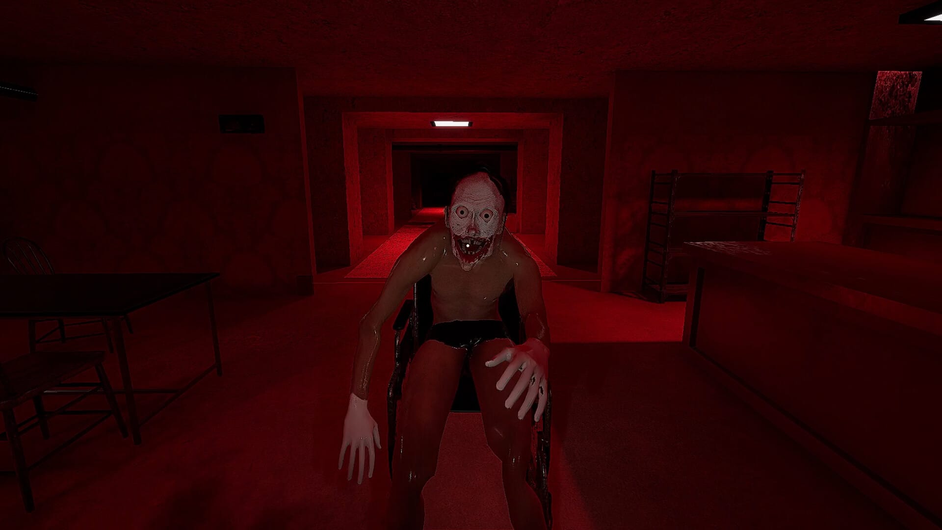 Screenshot dari game horor The Wheelchair Man di Steam