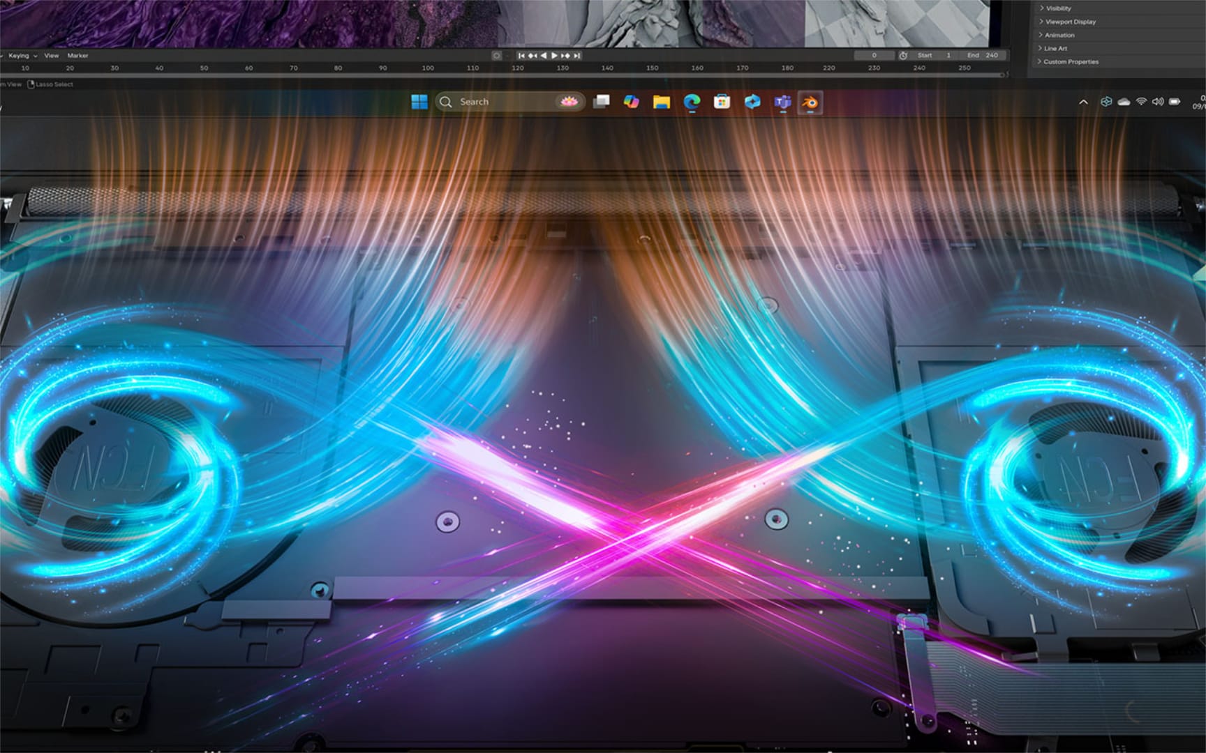 Sistem pendingin kipas ganda pada Lenovo Yoga Pro 7 15ASH11 yang dipasarkan dengan nama X Power