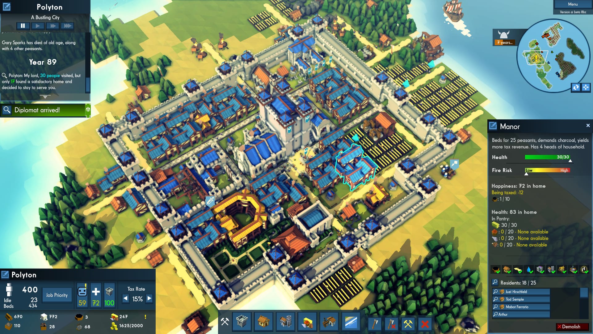 Tampilan kota di game Kingdoms and Castles