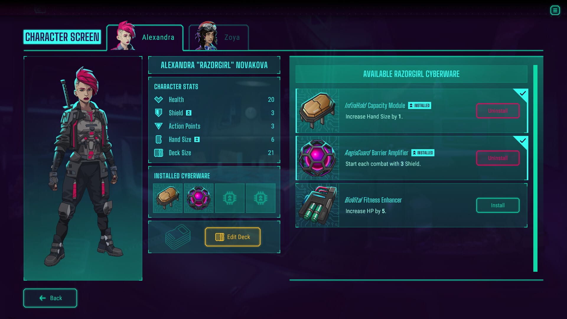Tangkapan layar cerita dari HeistGeist menampilkan dialog antar karakter dengan gaya visual novel cyberpunk.