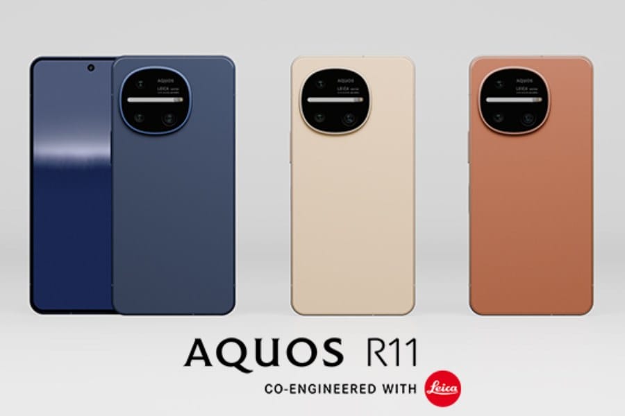 Tiga pilihan warna Sharp Aquos R11: Navy Blue, Ivory Yellow, Terracotta Red.