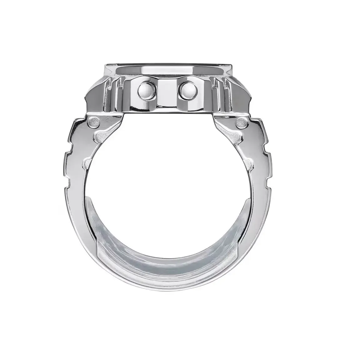 Detail tekstur bodi Casio CRW-002 yang menyerupai gelang A168