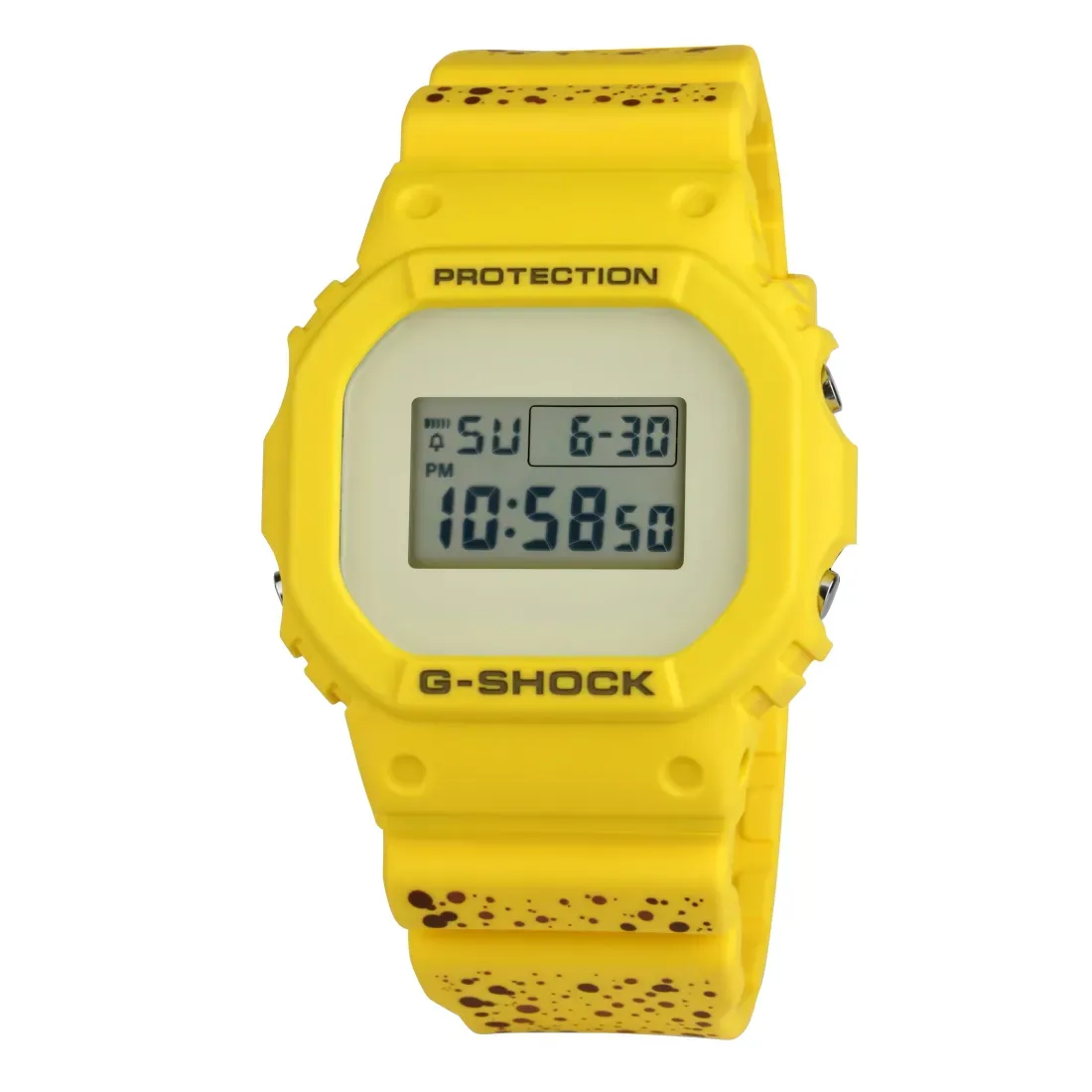 Tampilan depan jam tangan Casio G-Shock DW5600 motif pisang