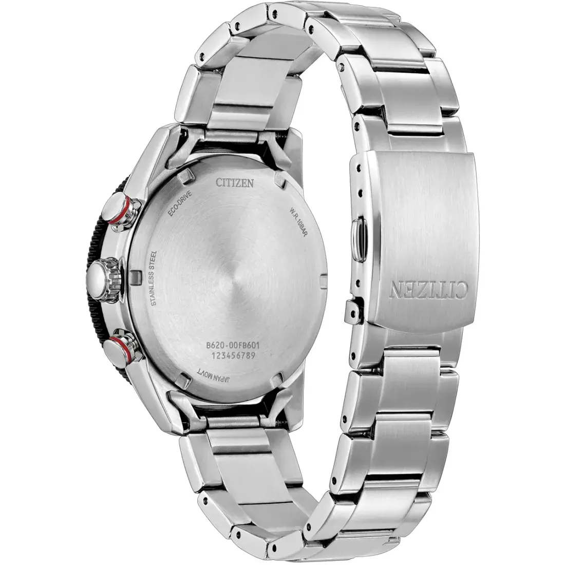 Foto tampak port belakang dan konektivitas I/O Citizen CA4714-55A Hadir dengan Bezel Tachymeter Hitam