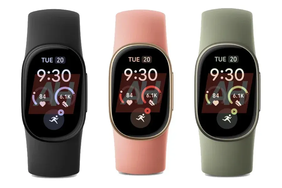 Pilihan warna bodi Fitbit Edge Obsidian, Olive, dan Canyon