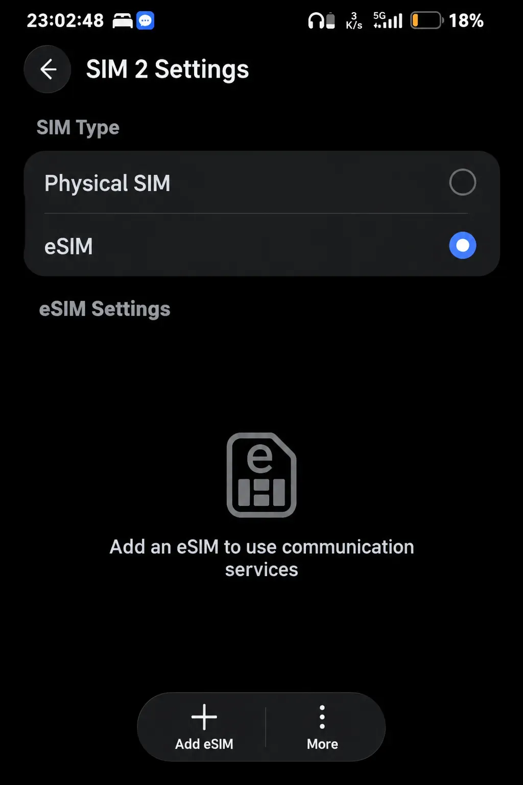 Tampilan dukungan dual eSIM pada Honor Magic 9 Pro Max