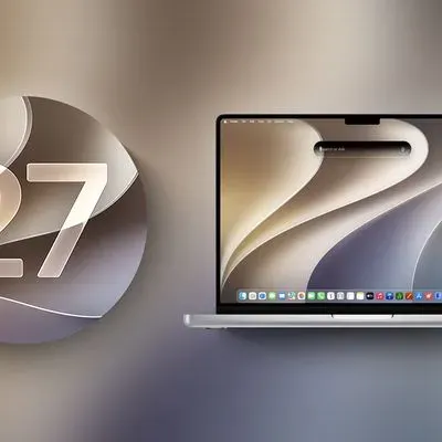 Antarmuka macOS Golden Gate pada layar MacBook Pro