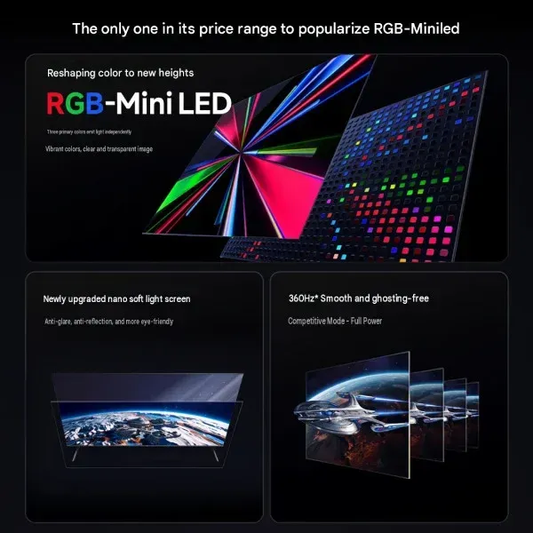 Spesifikasi teknis panel RGB Mini LED Redmi TV X 2027