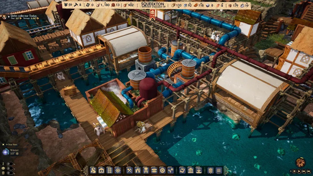 Tampilan struktur bangunan dalam game Whiskerwood