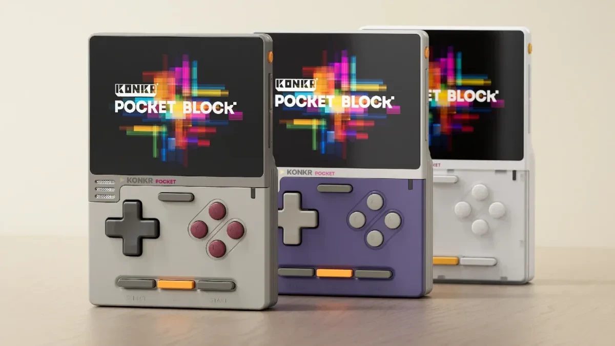 Konsol genggam retro Ayaneo Konkr Pocket Block tampilan depan