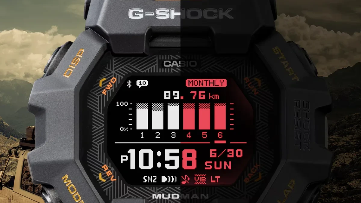 Jam tangan Casio Mudman GDG-B100 dengan layar MIP dan lampu LED merah