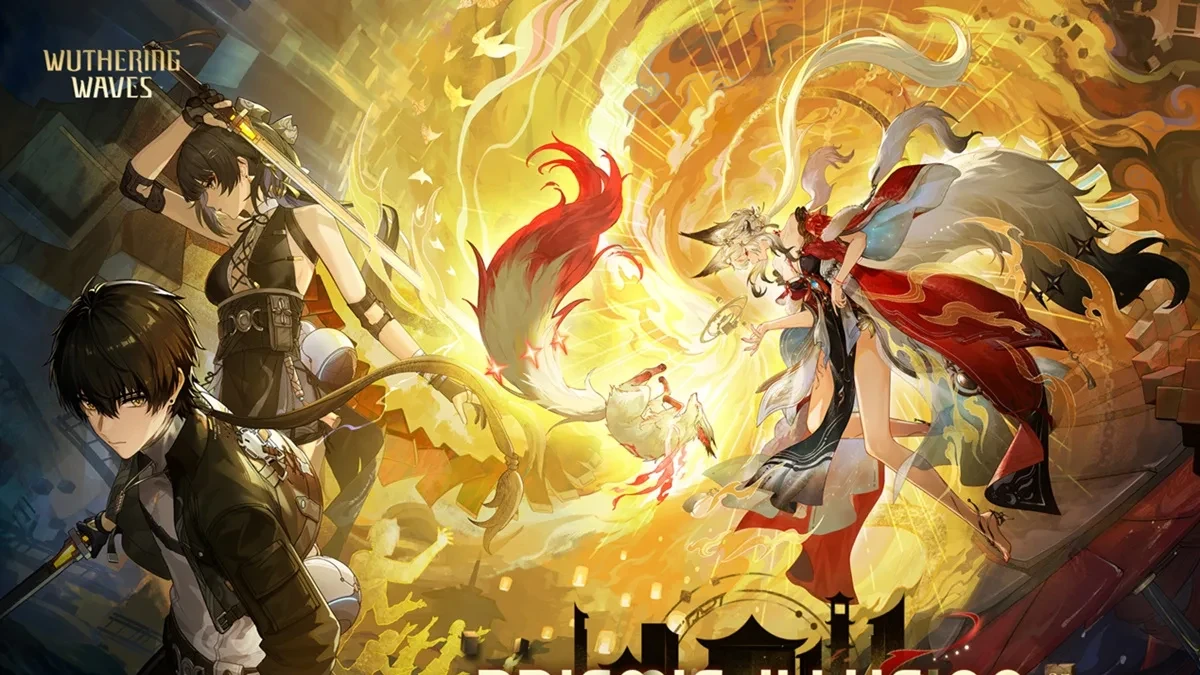 Ilustrasi Wuthering Waves Version 3.7 menampilkan Hsin, Suoming, dan wilayah Mengzhou