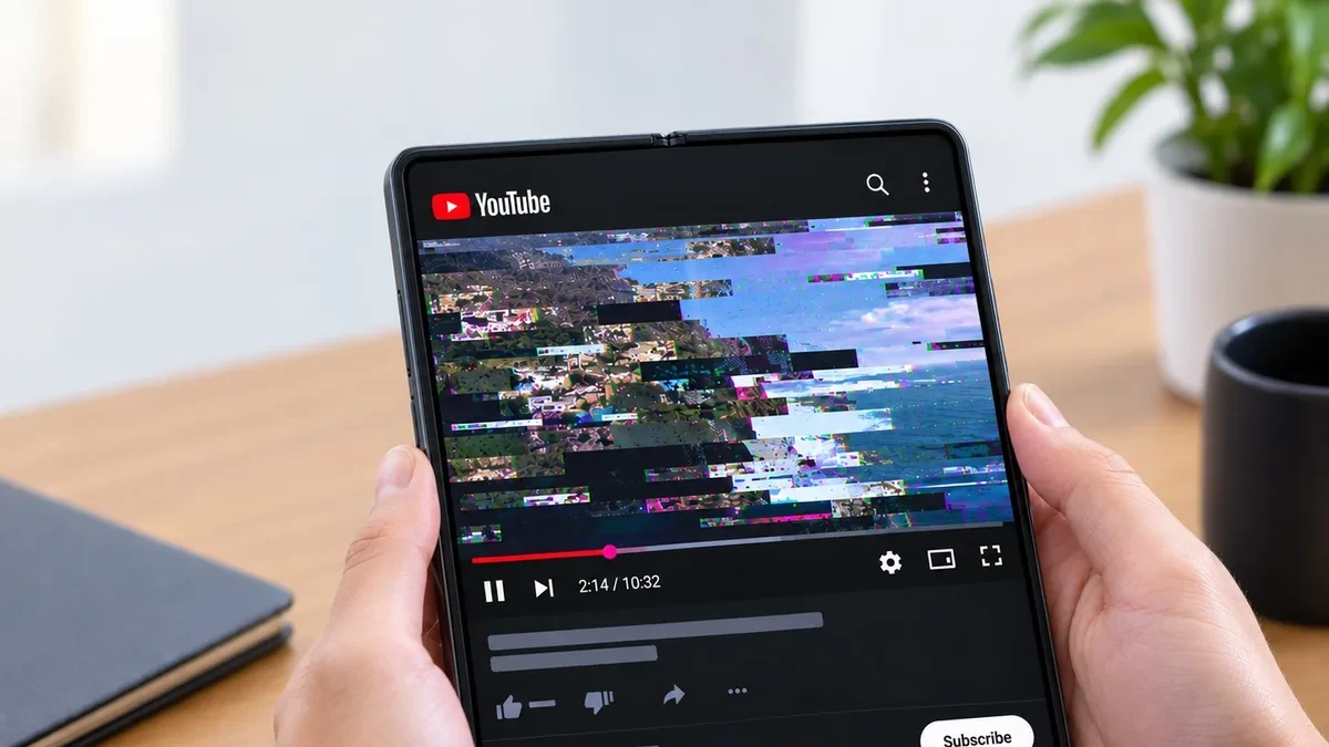 Ilustrasi masalah pemutaran video YouTube membeku pada Samsung Galaxy Z Fold