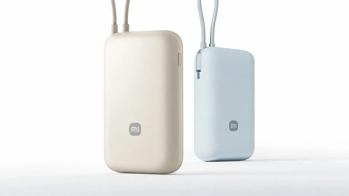 Xiaomi Power Bank 10000 2027 dengan kabel USB-C bawaan dan desain ringkas