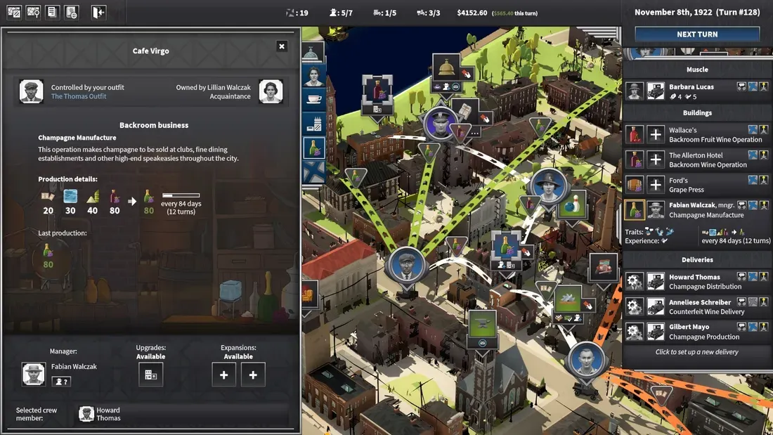Tampilan antarmuka dan UI game strategi City of Gangsters