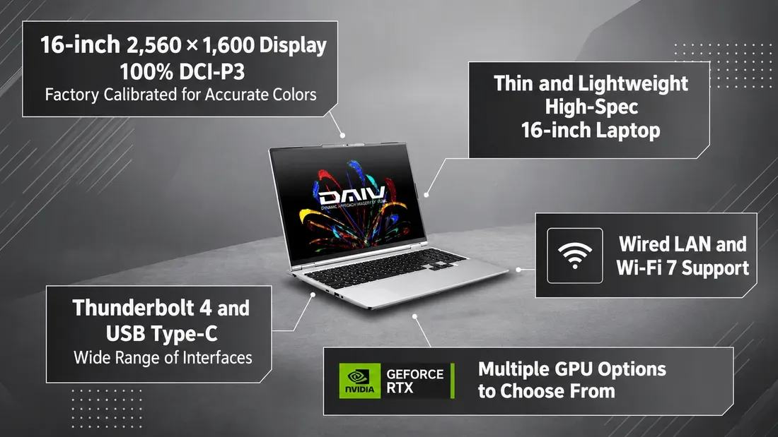 Ringkasan fitur utama laptop creator Mouse Computer Daiv Z6