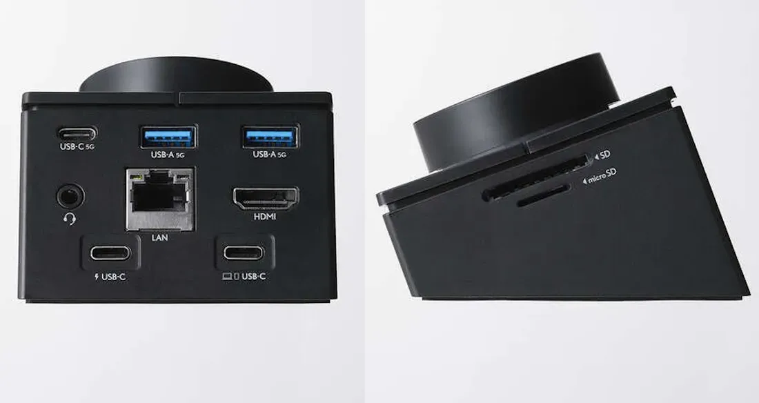 Deretan port dan slot pada Elecom 8-in-1 docking station DST-L080BPBK