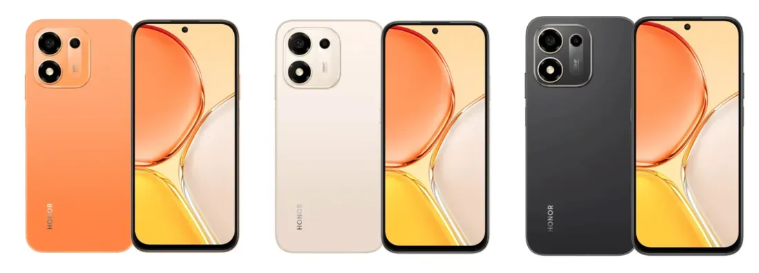 Pilihan warna Honor X8e Sunrise Orange Desert Gold Velvet Black