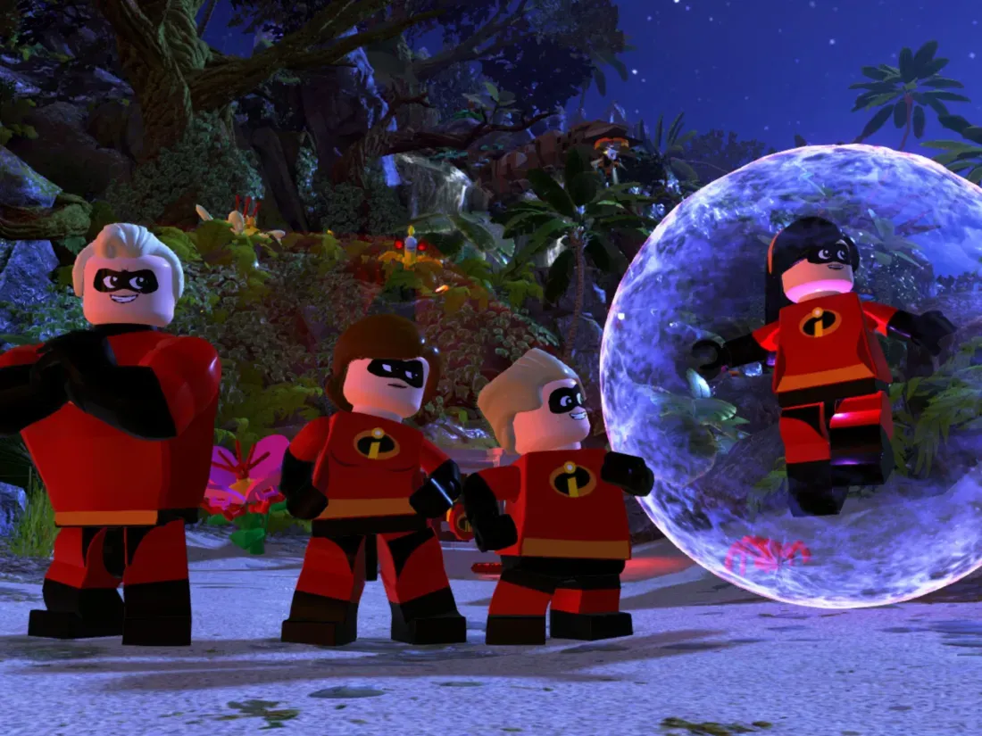 Aksi keluarga Parr dalam gameplay LEGO The Incredibles