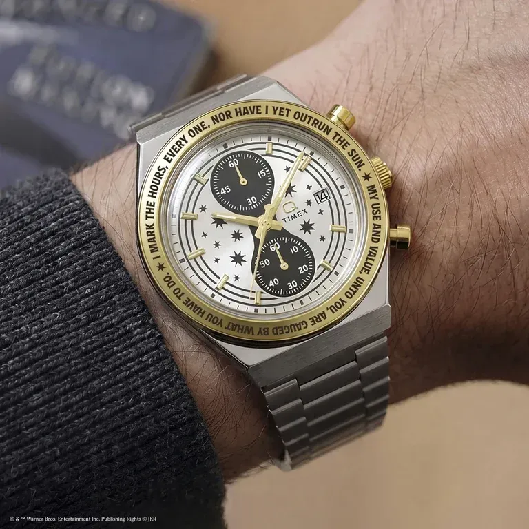 Jam tangan Q Timex Time Turner Chronograph 40mm beraksen emas