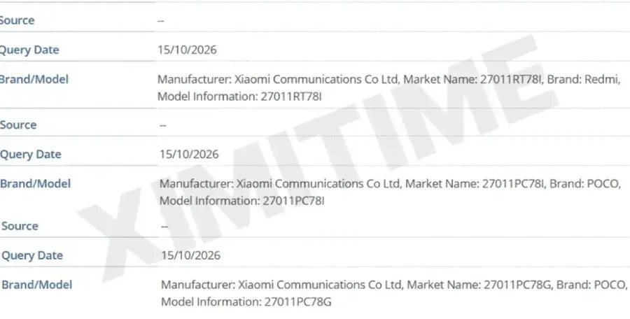 Bocoran sertifikasi IMEI Redmi Turbo 6 Max dengan nomor model POCO X9 Pro Max