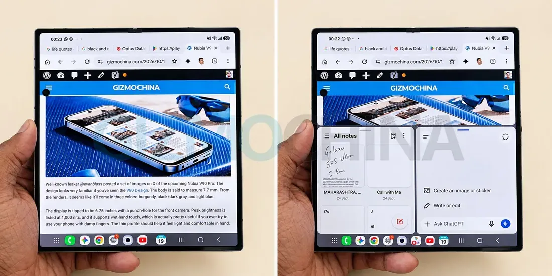 Samsung Galaxy Z Fold 8 menjalankan tiga aplikasi sekaligus