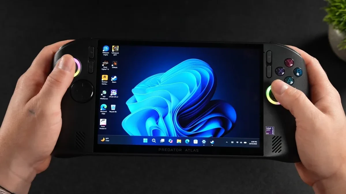 Konsol portabel Acer Predator Atlas 8 dengan layar jernih dan kontroler terintegrasi