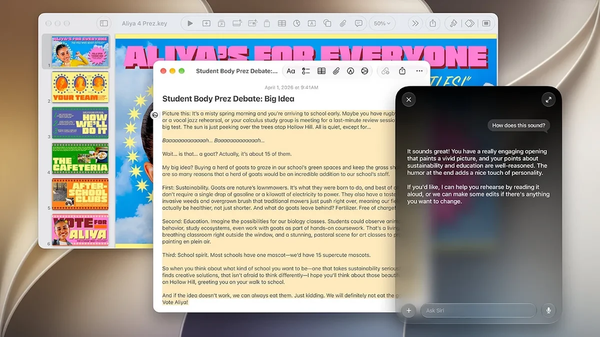 Antarmuka macOS 27.2 dan Siri AI pada ekosistem gawai Apple