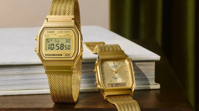 Casio Vintage A158WEMG-9 dan AQ-230EMG-9A Tampil Mewah dengan Tali Mesh Emas