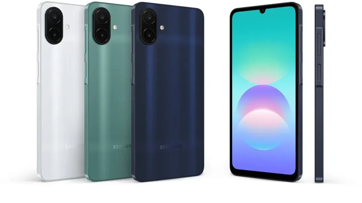 Samsung Galaxy A08 tampak depan dengan layar 6,7 inci dan refresh rate 90Hz