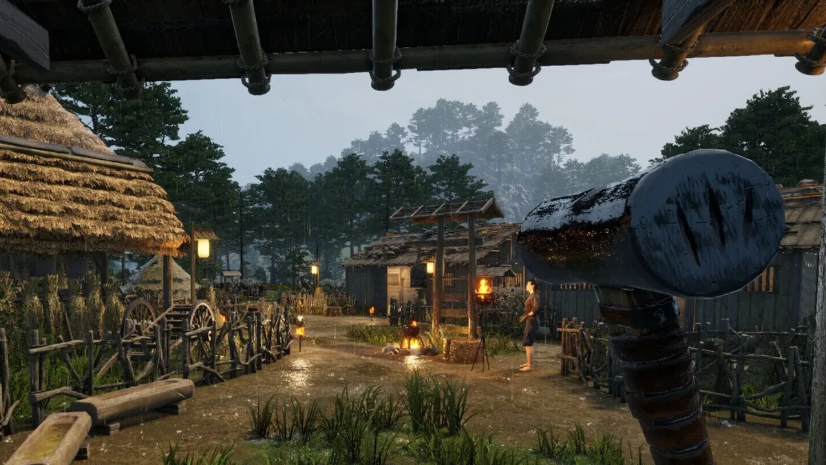 Tampilan pemukiman di Lembah Nata dalam game Sengoku Dynasty