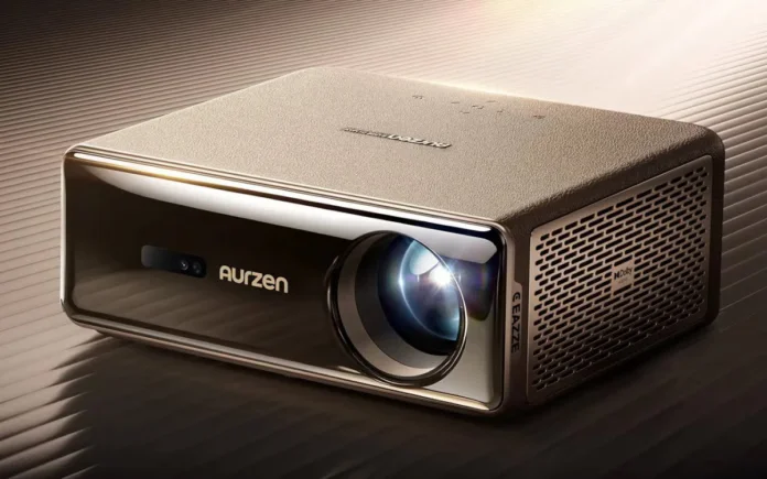 aurzen eazze d1 max proyektor portable dengan 1000 lumens dan google tv