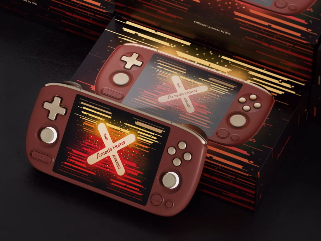Ayaneo Pocket Air Mini Arcade Home Limited Edition dengan desain merah dan tombol emas