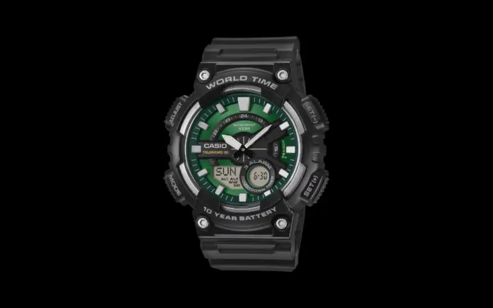 10 Pilihan Jam Tangan Casio Terbaik dengan Harga Terjangkau 2026 9 Casio AEQ110W-3A2V warna hijau gelap