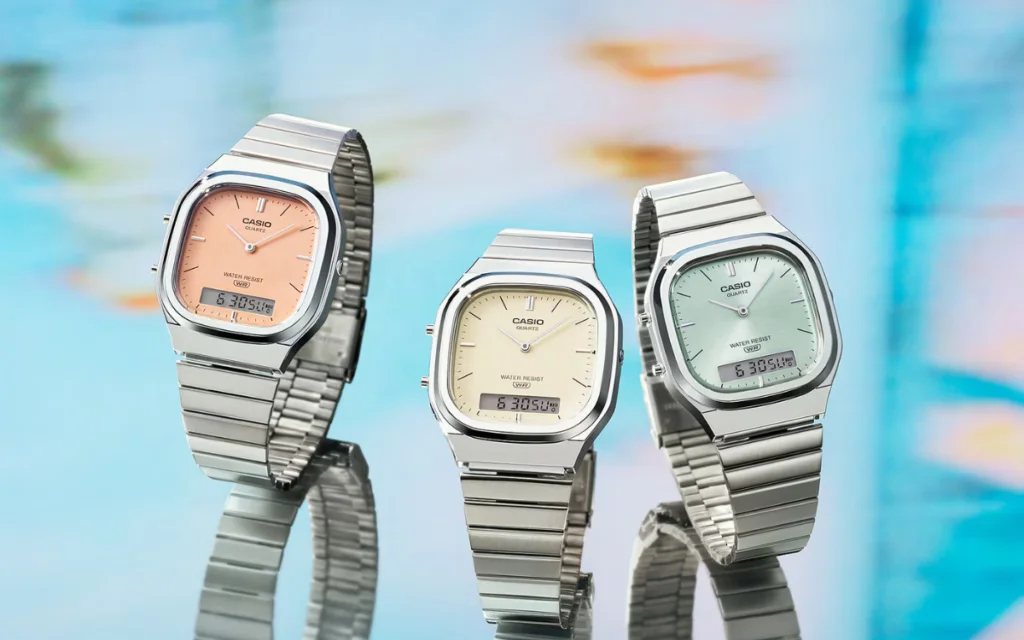 Desain kotak dengan sudut melunak pada jam tangan Casio AQ-240