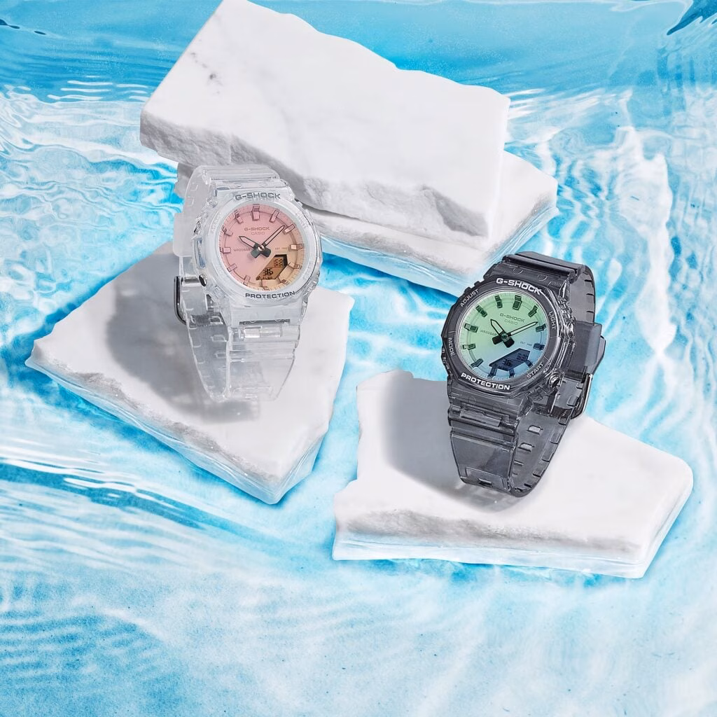 Casio G-Shock dengan bezel stainless steel dan tali resin berbahan bio-based