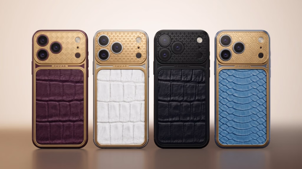 iPhone 18 Pro model Imperator dengan kulit buaya ungu dan emas 24 karat