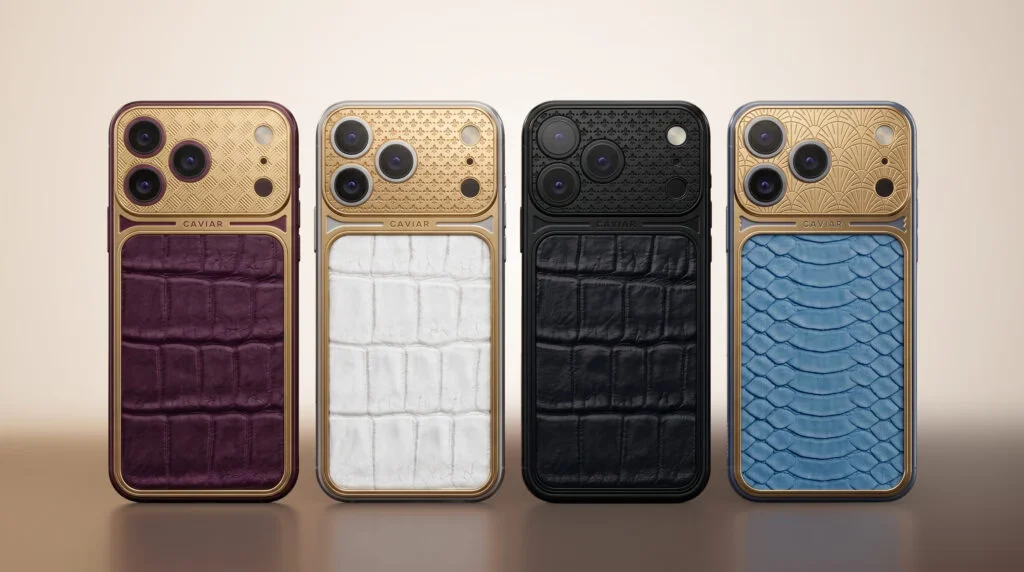 iPhone 18 Pro model Imperator dengan kulit buaya ungu dan emas 24 karat