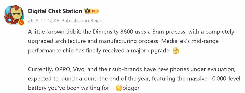Dimensity 8600 dengan proses 3nm sebagai chipset mid-range MediaTek terbaru