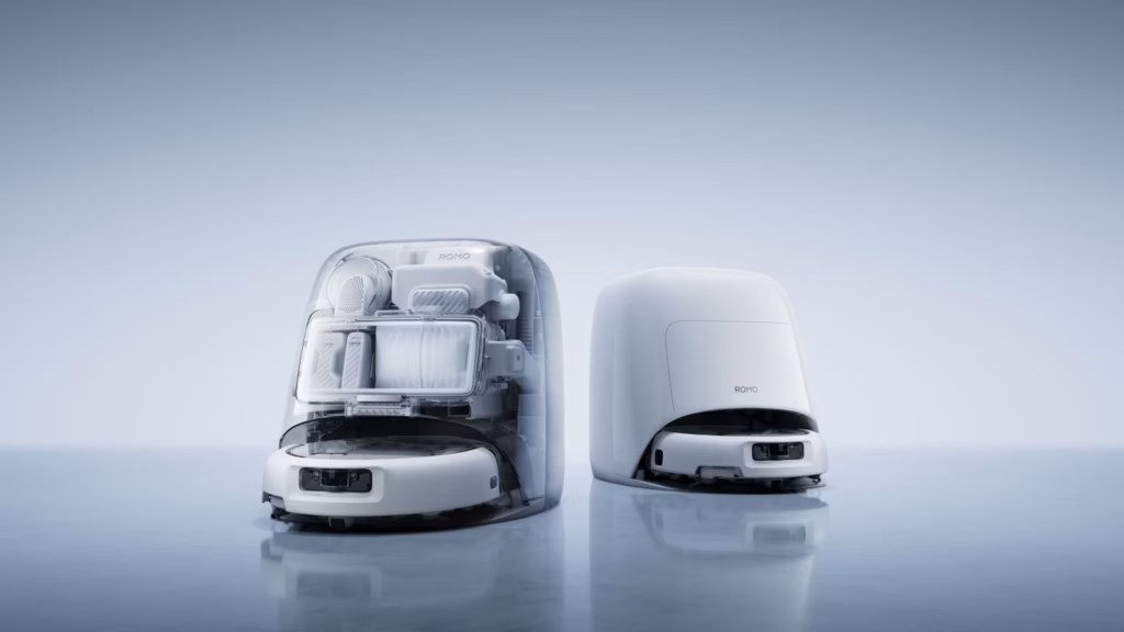 DJI Romo 2 robot vacuum AI dengan teknologi deteksi rintangan dan pembersihan otomatis