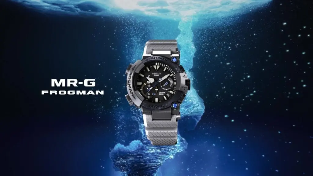 Desain Casio G-Shock Frogman MRG-BF1000EB-1A dengan bezel Cobarion