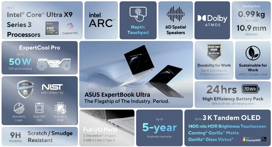 layar oled 14 inci asus expertbook ultra dengan warna akurat