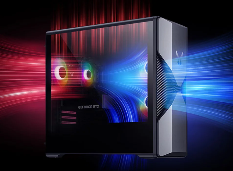 Desain casing Lenovo Bellator Blade 7000 dengan panel kaca dan RGB menarik